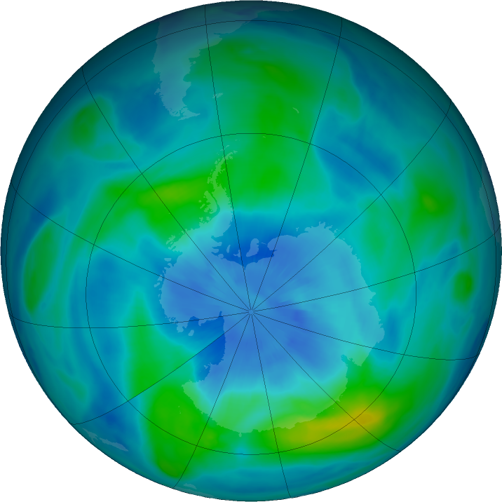 Antarctic ozone map for 20 March 2018